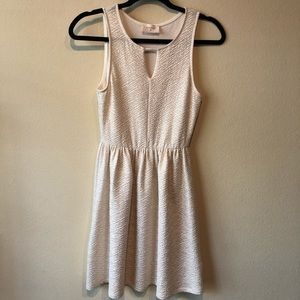 Everly Cream Gold Shimmer Cocktail dress w keyhole